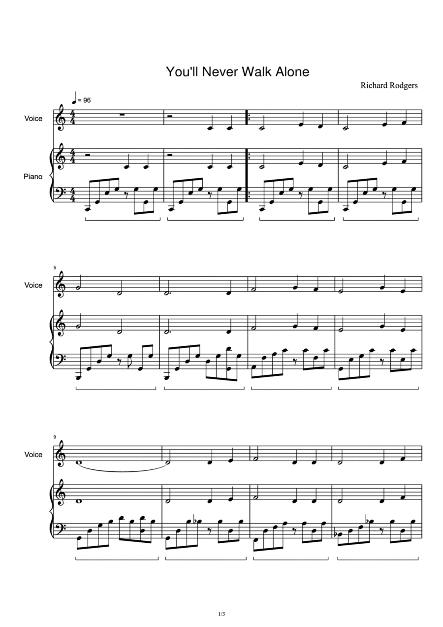 You'll Never Walk Alone Voice scores gallery preview page 1