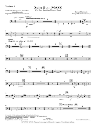 Suite from Mass (arr. Michael Sweeney) - Trombone 3