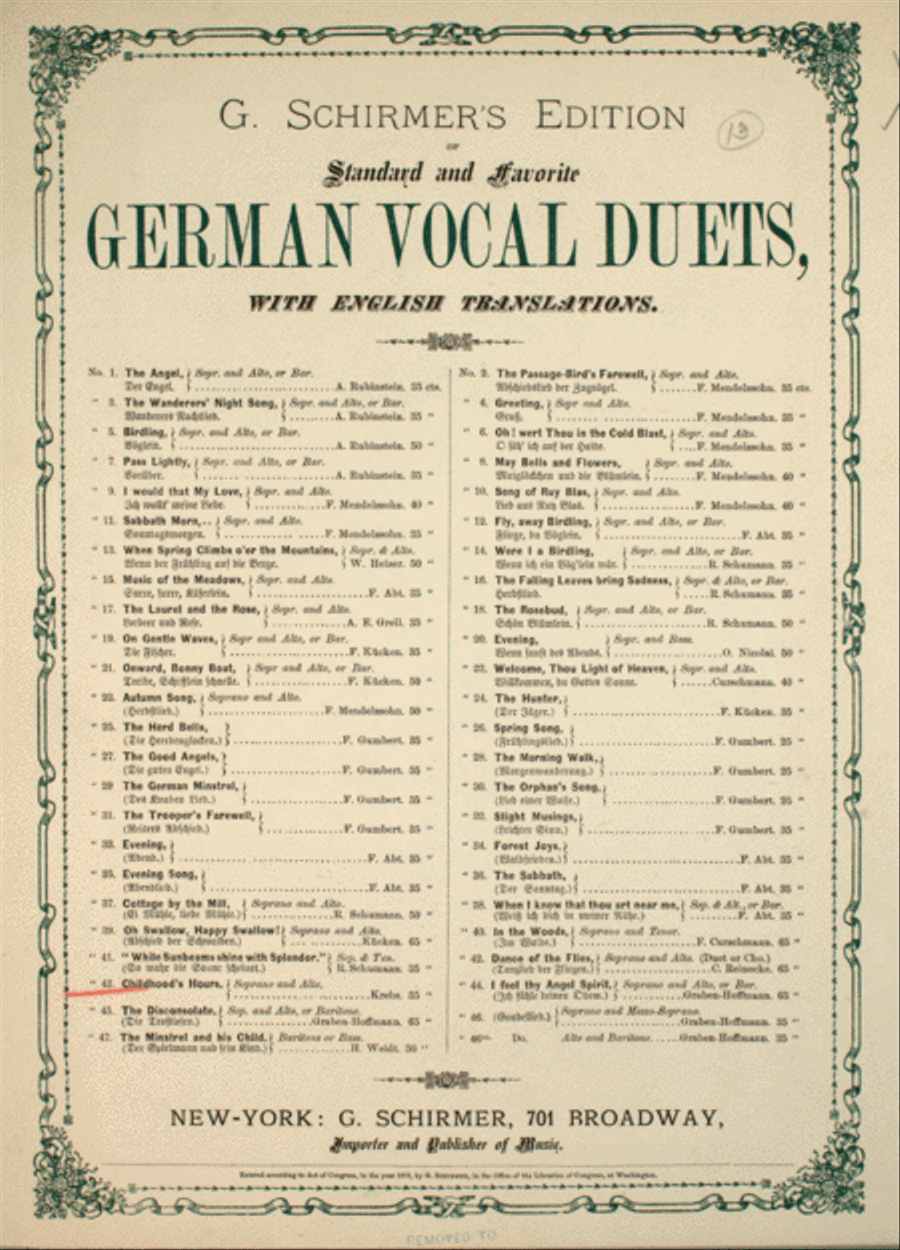 Childhood's Hours Voice scores gallery preview page 1