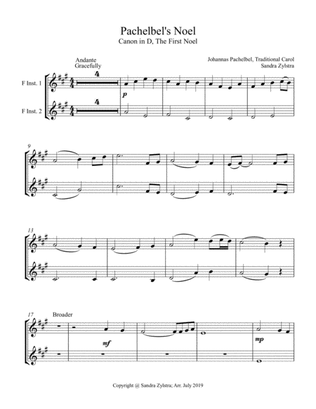 Pachelbel's Noel (treble F instrument duet, parts only)