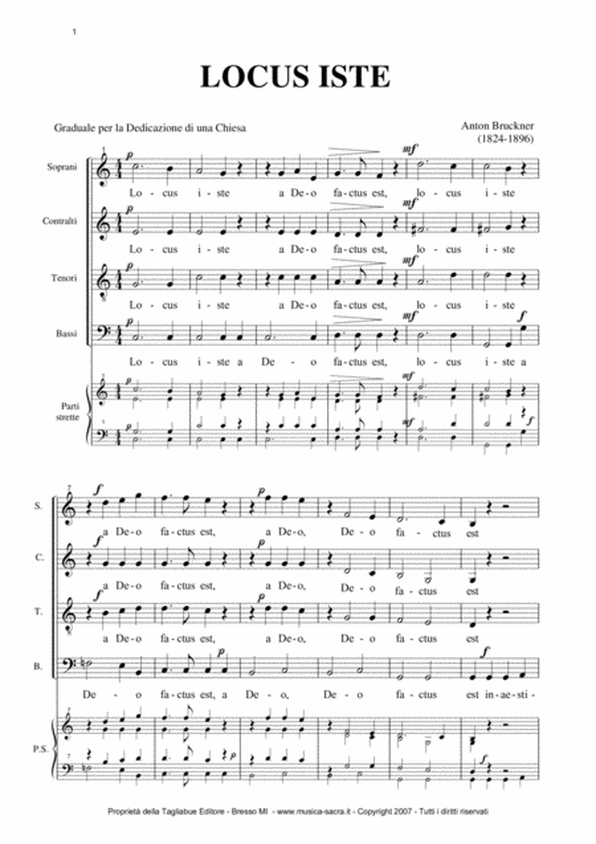LOCUS ISTE - WAB 23 - Bruckner - For SATB Choir and Organ