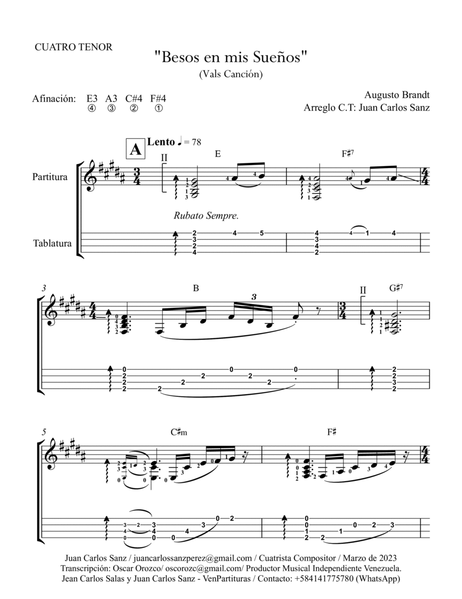 Besos en mis sueños Ukulele scores gallery preview page 1