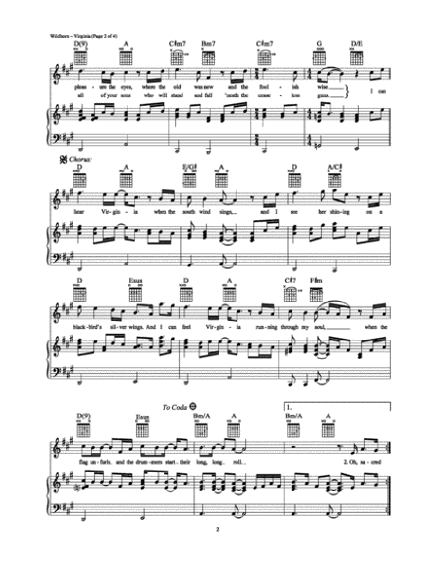 Virginia Piano, Vocal, Guitar scores gallery preview page 2