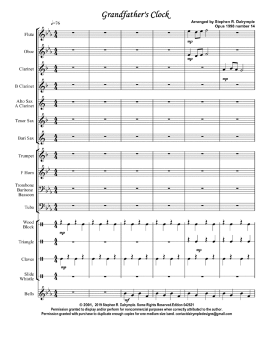Grandfather’s Clock with Hickory Dickory Dock Concert Band scores gallery preview page 2