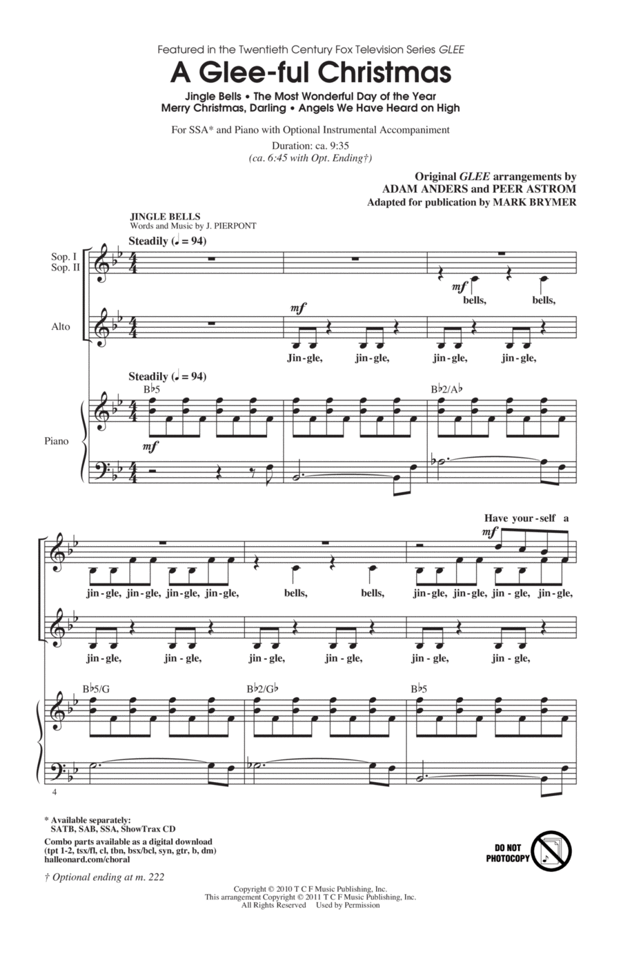 A Glee-ful Christmas (Choral Medley)(arr. Mark Brymer) SSA scores gallery preview page 1