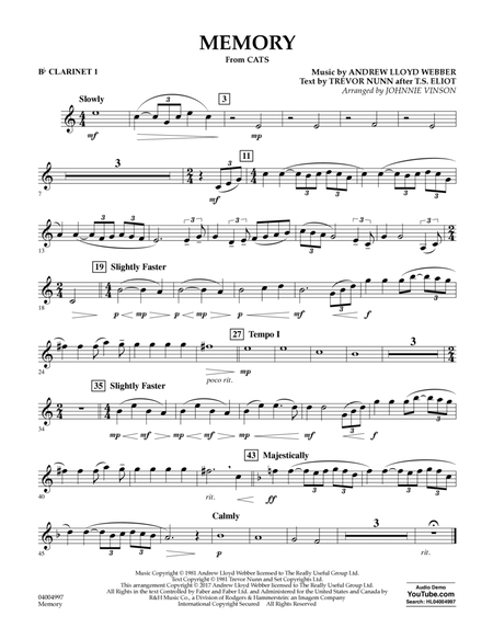 Memory (from Cats) (arr. Johnnie Vinson) - Bb Clarinet 1