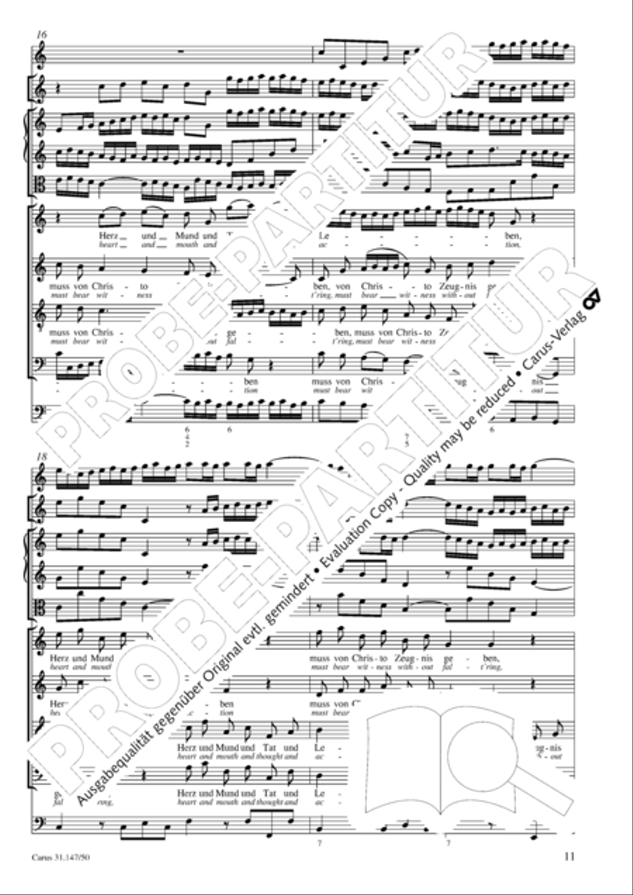 Heart and mouth and thought and action (Herz und Mund und Tat und Leben) (Herz und Mund und Tat und Leben) 4-Part scores gallery preview page 12