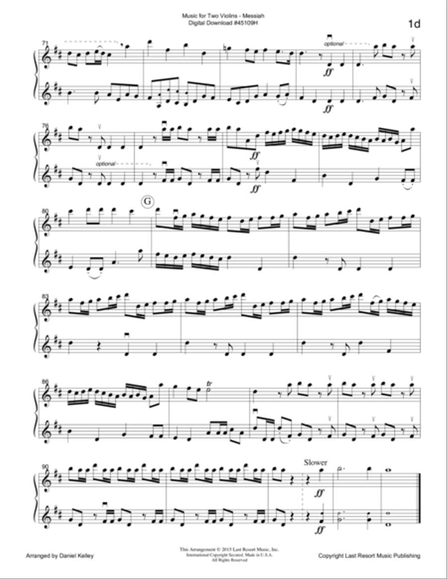 Handel's Messiah for Violin Duet - Music for Two Violins String Duet scores gallery preview page 5
