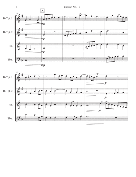 "Canzon No. 10" for Brass Quartet - Luzzasco Luzzaschi image number null