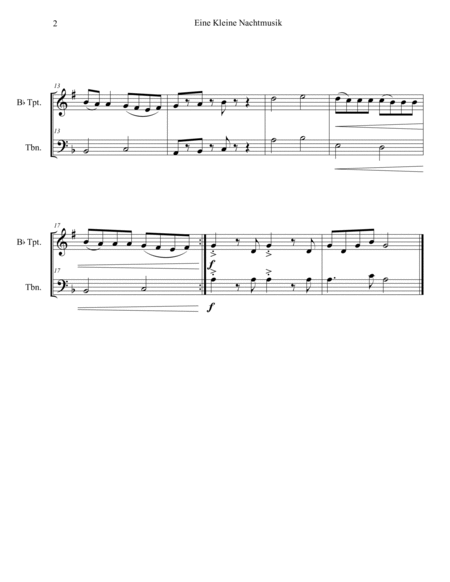 Eine Kleine Nachtmusik (A Little Night Music) for Trumpet and Trombone Duet image number null