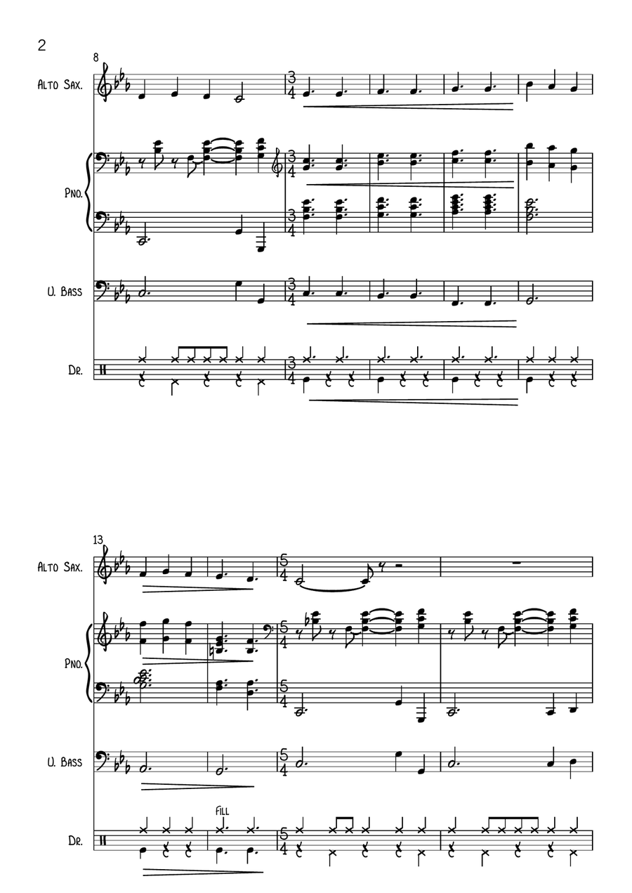 We Three Kings for Jazz Combo (Alto Sax, Piano, Bass, Drums) Jazz Ensemble scores gallery preview page 2