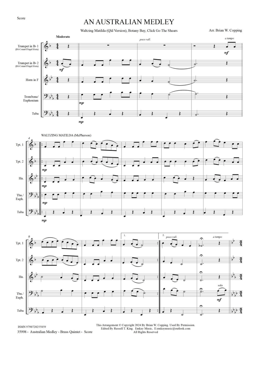 AN AUSTRALIAN MEDLEY - BRASS QUINTET Brass Quintet scores gallery preview page 2