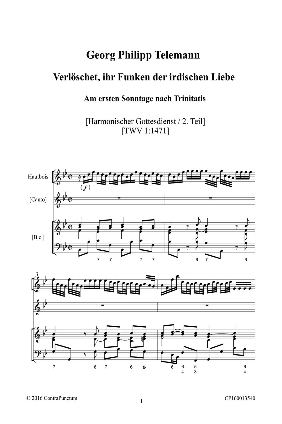 Harmonischer Gottesdienst TWV 1:1471 Verlöschet, ihr Funken der irdischen Liebe! Oboe Solo scores gallery preview page 5