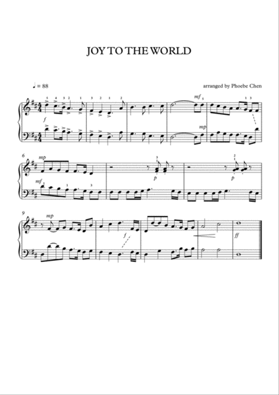 Joy to the world Joy to the world Piano Solo scores gallery preview page 1
