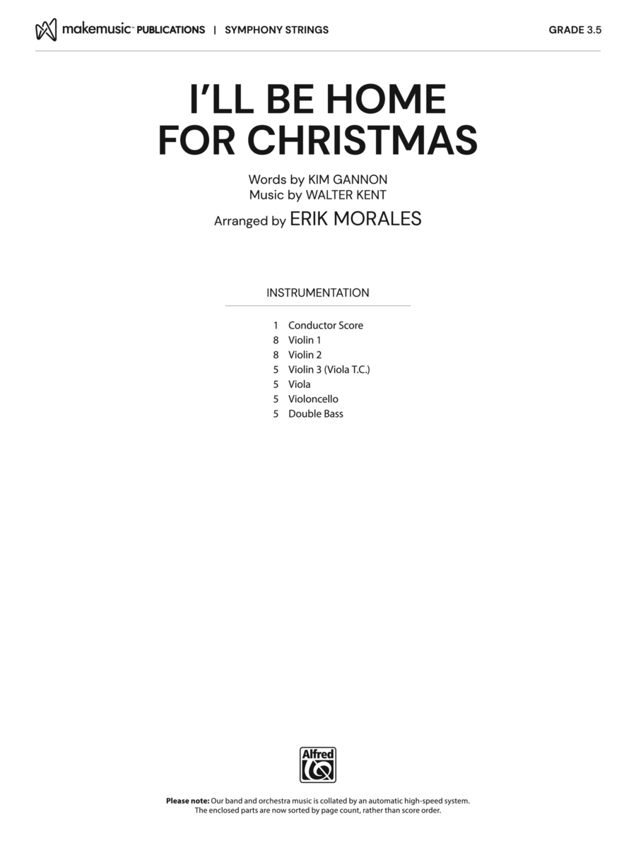 I'll Be Home for Christmas: Score String Orchestra scores gallery preview page 1