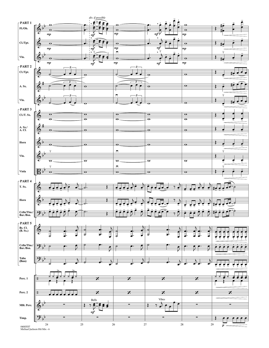 Michael Jackson Hit Mix - Conductor Score (Full Score) Concert Band scores gallery preview page 6