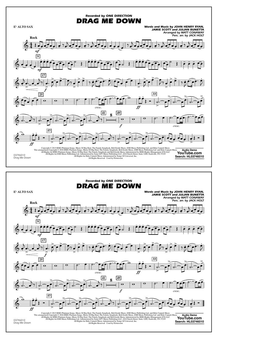 Drag Me Down - Eb Alto Sax