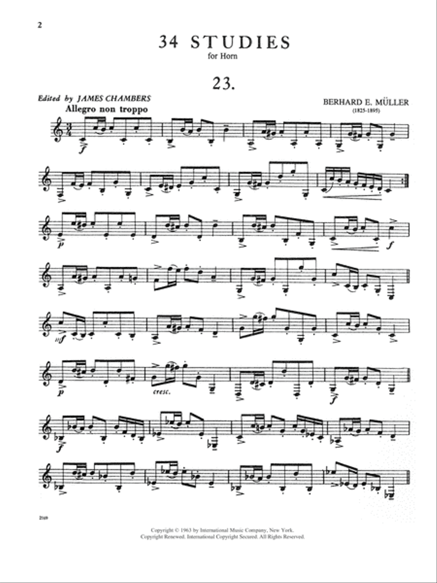 34 Studies, Opus 64: Volume II Horn Solo scores gallery preview page 2