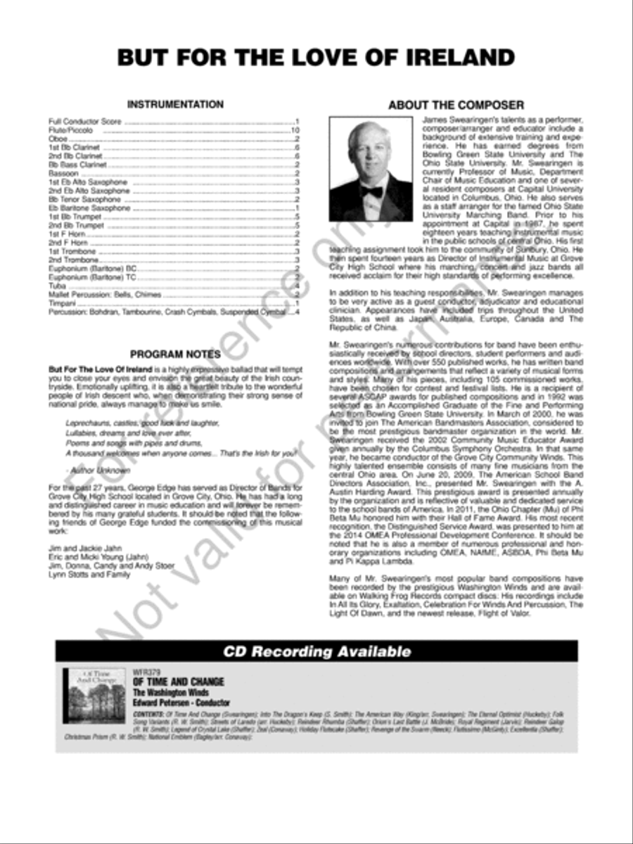 But For The Love Of Ireland Concert Band scores gallery preview page 3