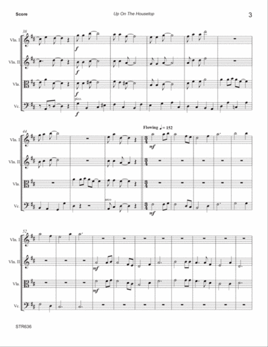 UP ON THE HOUSETOP - String Quartet (unaccompanied - Grade 3 String Quartet scores gallery preview page 3