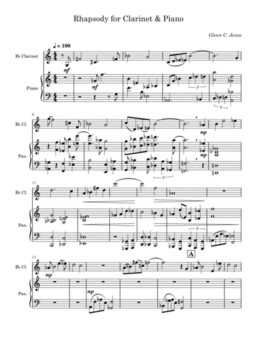 Rhapsody for Clarinet and Piano image number null