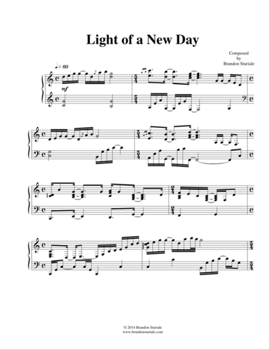 Light of a New Day Piano Solo scores gallery preview page 1