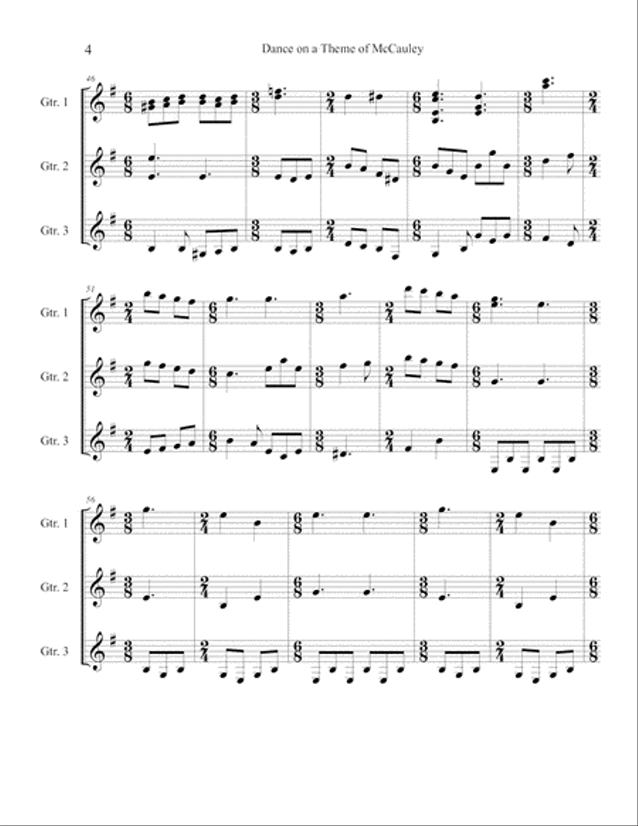 Dance on a Theme of McCauley (Guitar Trio) Guitar Ensemble scores gallery preview page 6