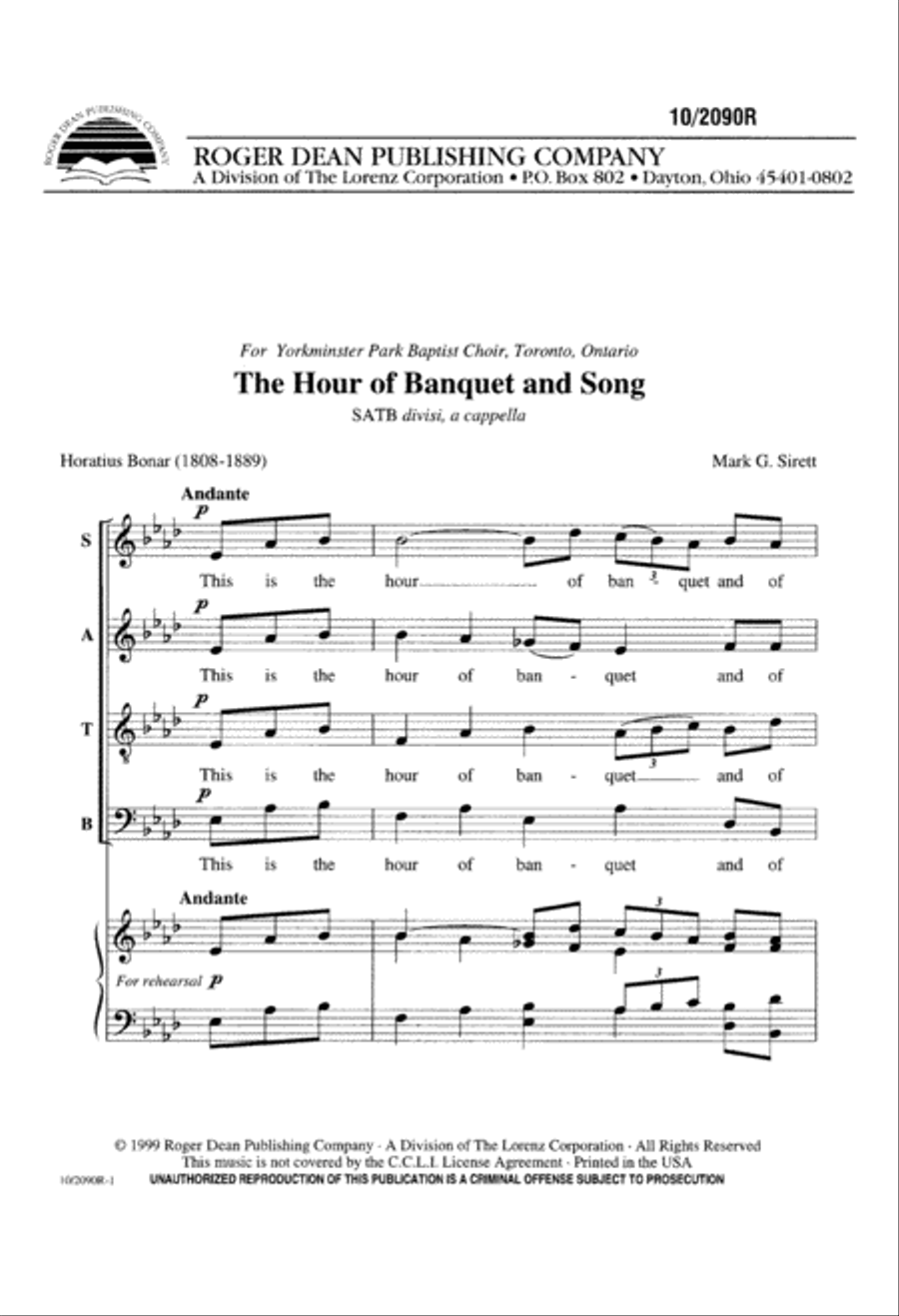 The Hour of Banquet and Song Divisi scores gallery preview page 1