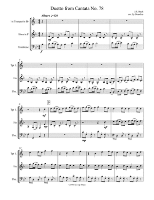 Duetto from Cantata No. 78 for Brass Trio
