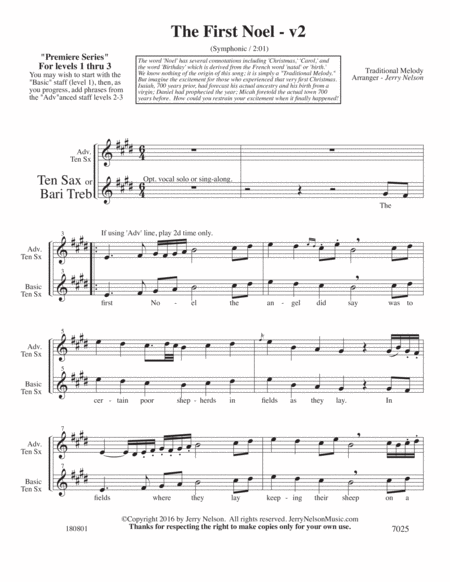 The First Noel-v2 (Arrangements Level 1-3 for TENOR SAX + Written Acc) image number null