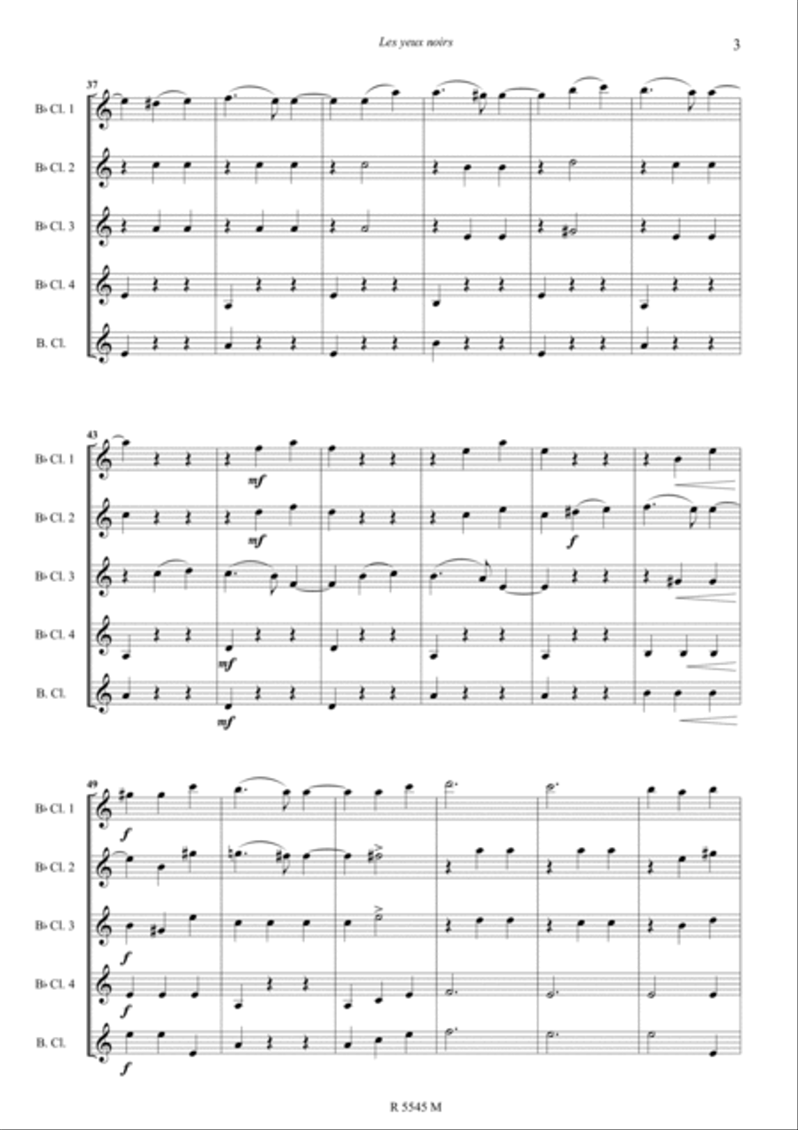 Les Yeux noirs, pour clarinette Clarinet scores gallery preview page 4