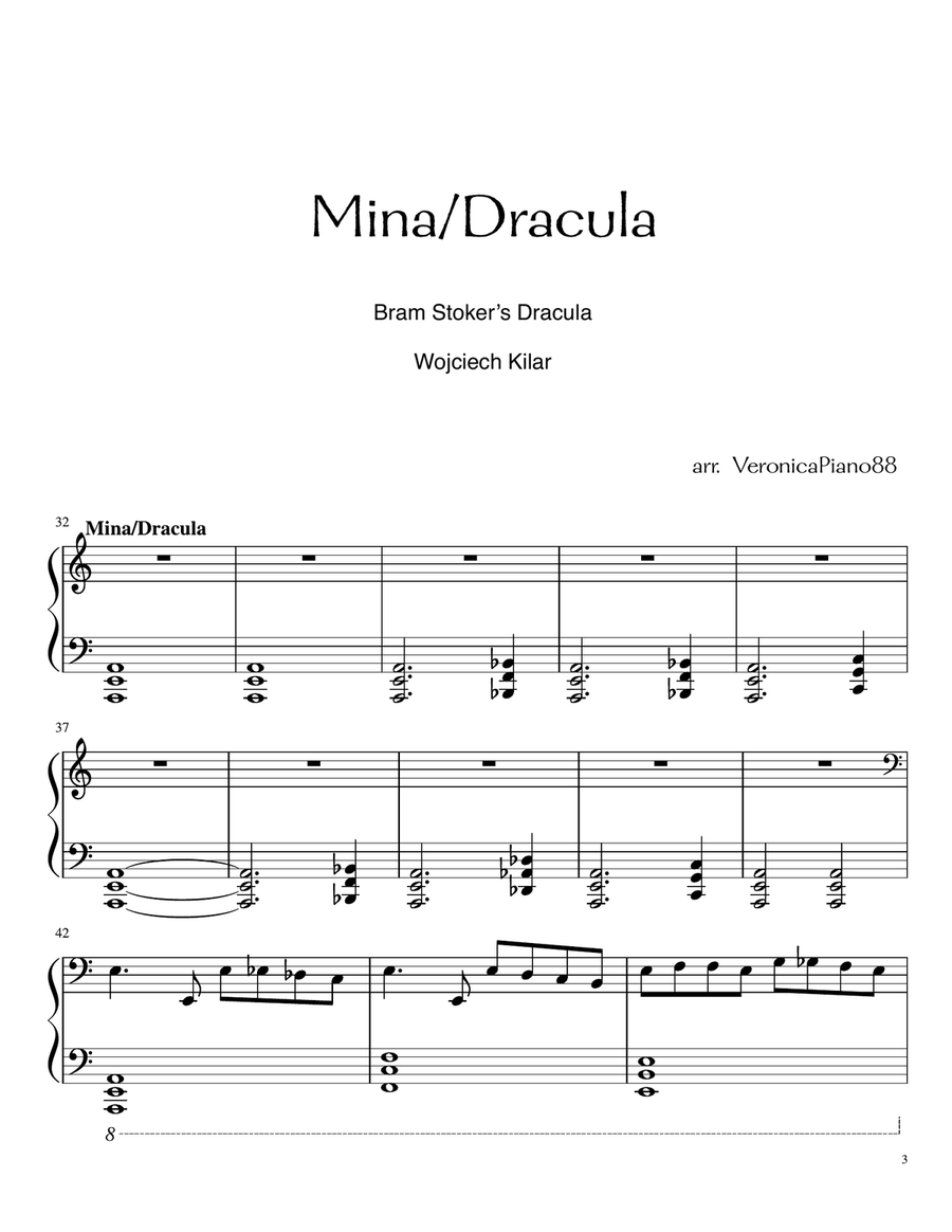 Mina/dracula (original Extended Version) Piano Solo scores gallery preview page 1