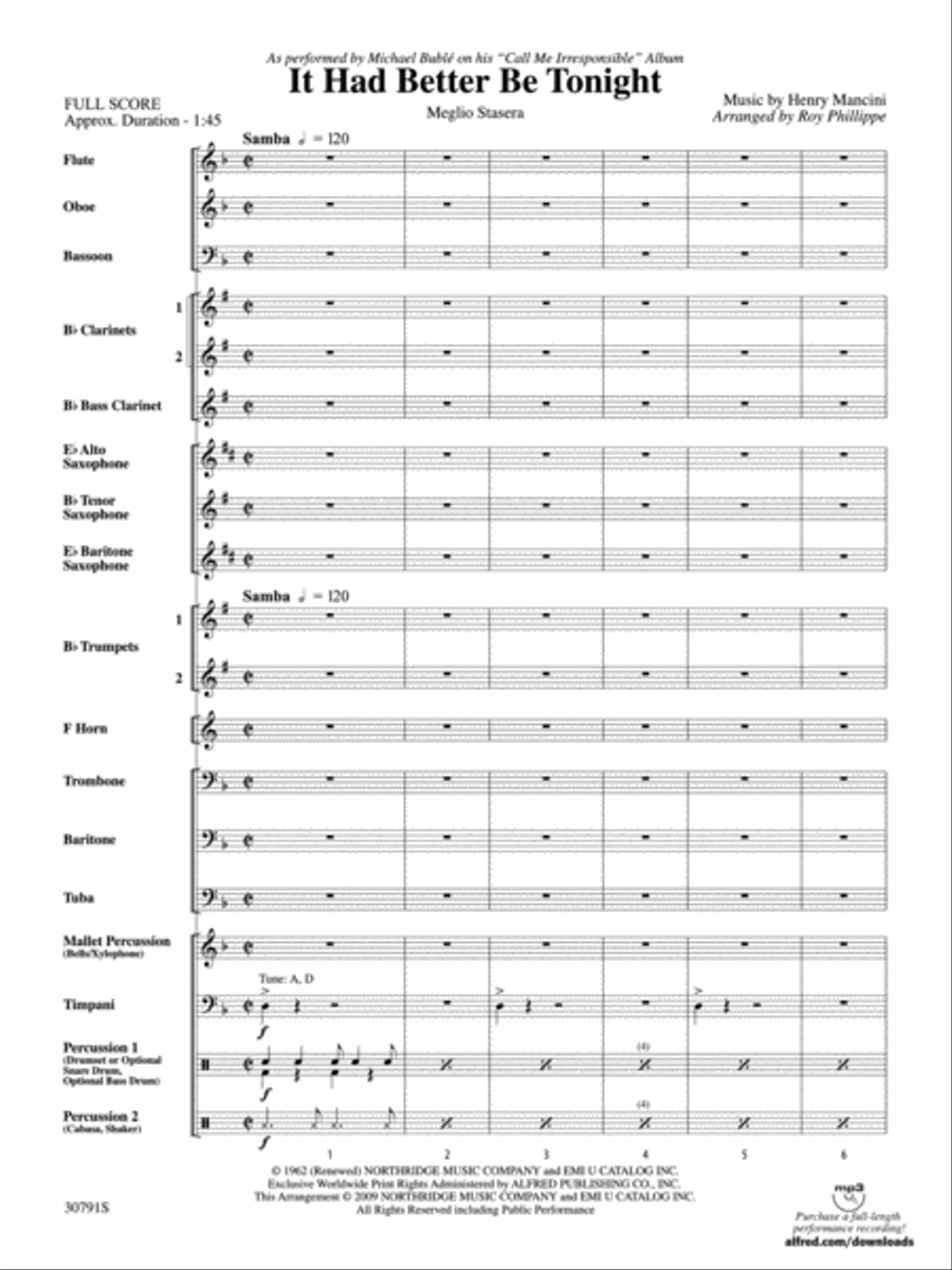 It Had Better Be Tonight (Meglio Stasera) Concert Band scores gallery preview page 2