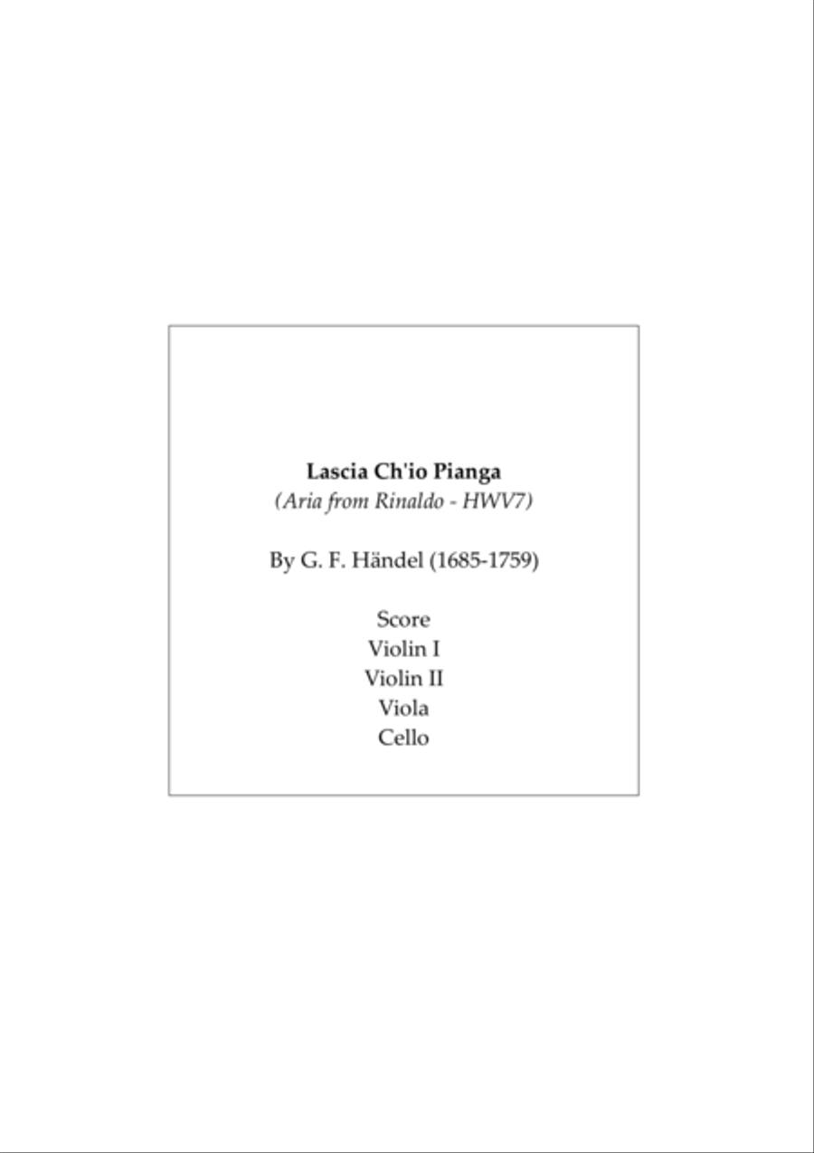 Lascia Ch'Io Pianga - For String Quartet String Quartet scores gallery preview page 2