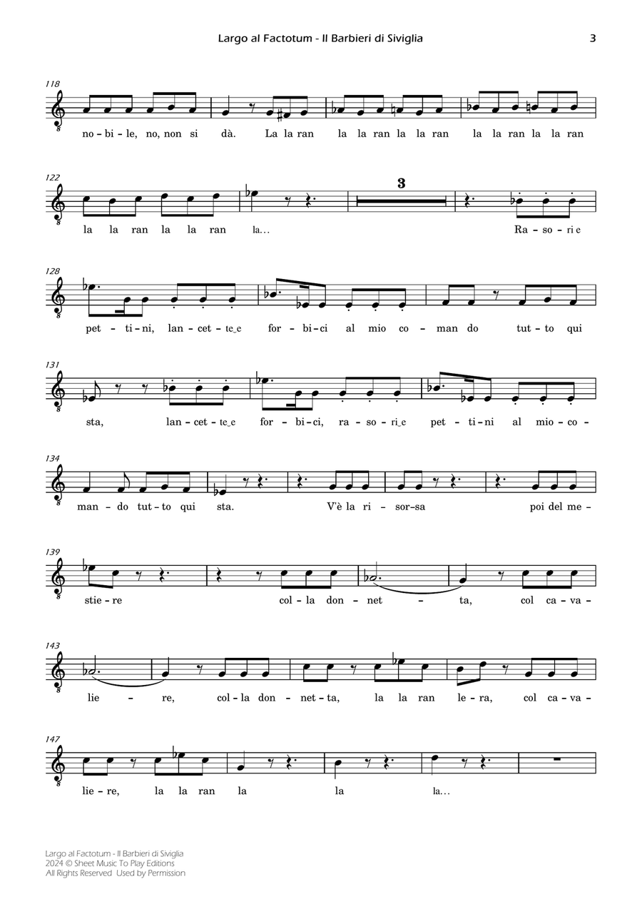 Largo al Factotum - Voice and Piano - C Major (Individual Parts) Piano, Vocal scores gallery preview page 3