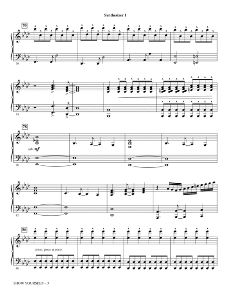 Show Yourself (from Disney's Frozen 2) (arr. Mac Huff) - Synth 1 Choir scores gallery preview page 3