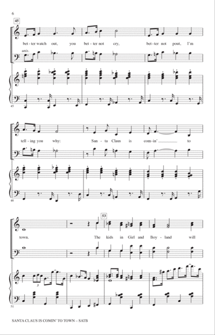 Santa Claus Is Comin' To Town (arr. John Leavitt) 4-Part scores gallery preview page 5