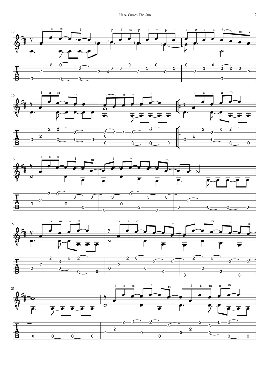 Here Comes The Sun Guitar Solo scores gallery preview page 2