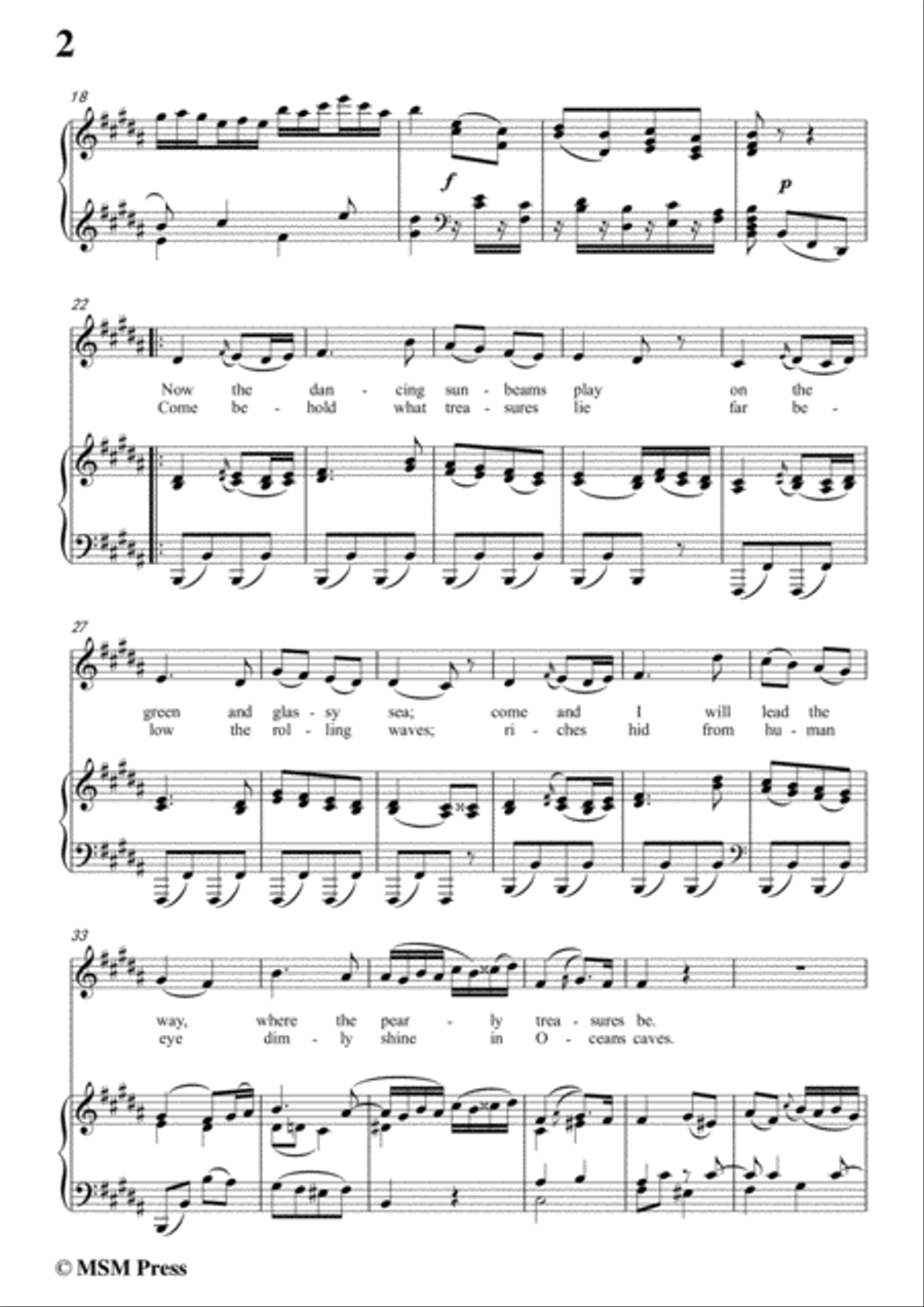 Haydn-The Mermaids Song in B Major, for Voice and Piano Voice Solo scores gallery preview page 4