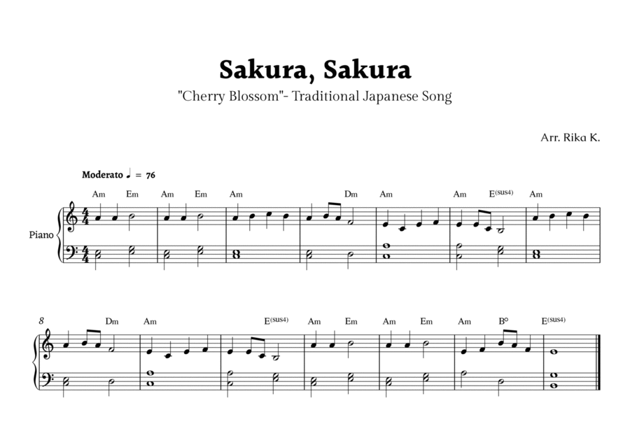 Sakura, Sakura for Piano Easy Piano scores gallery preview page 1