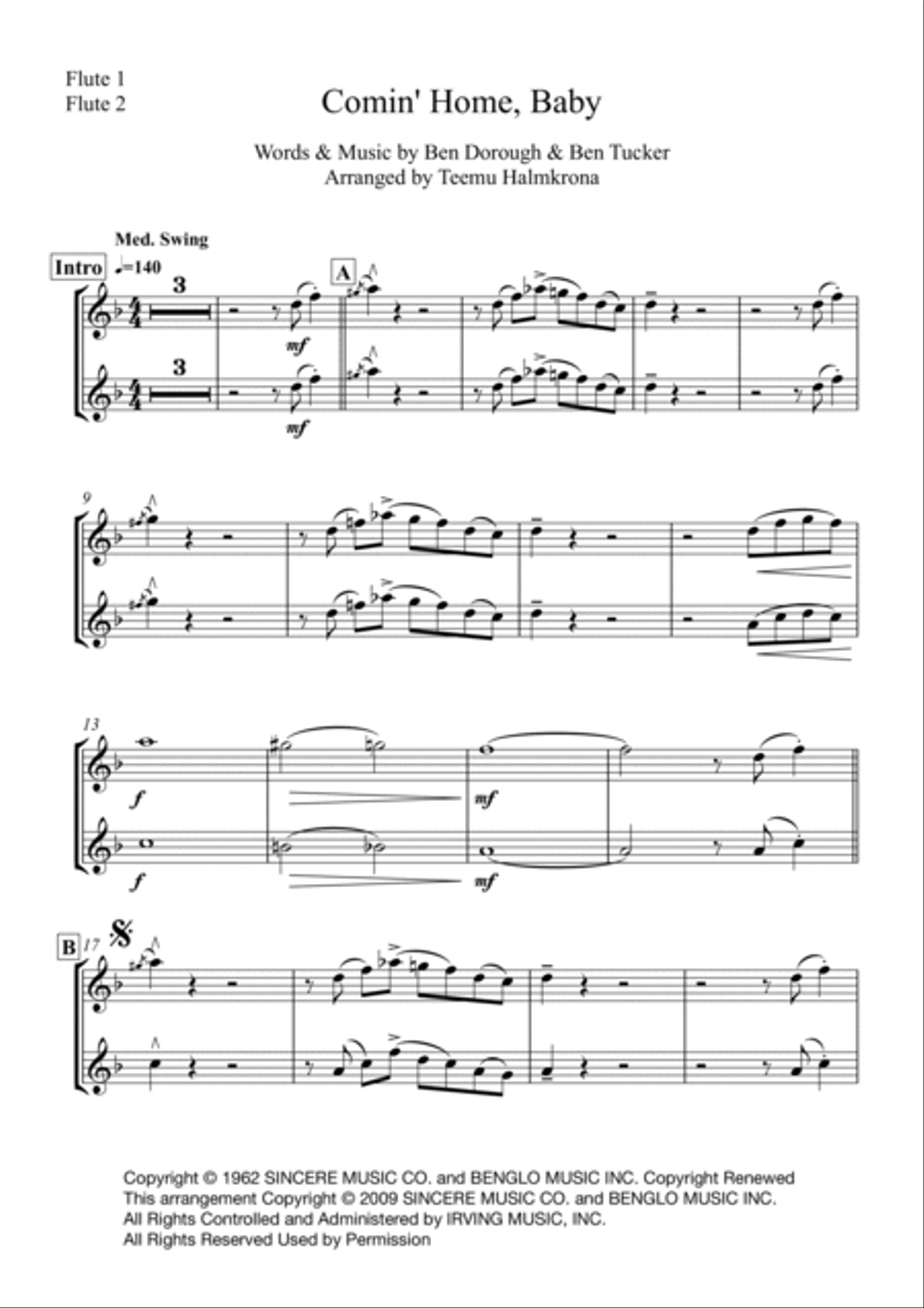 Comin' Home Baby Comin' Home Baby Woodwind Duet scores gallery preview page 5
