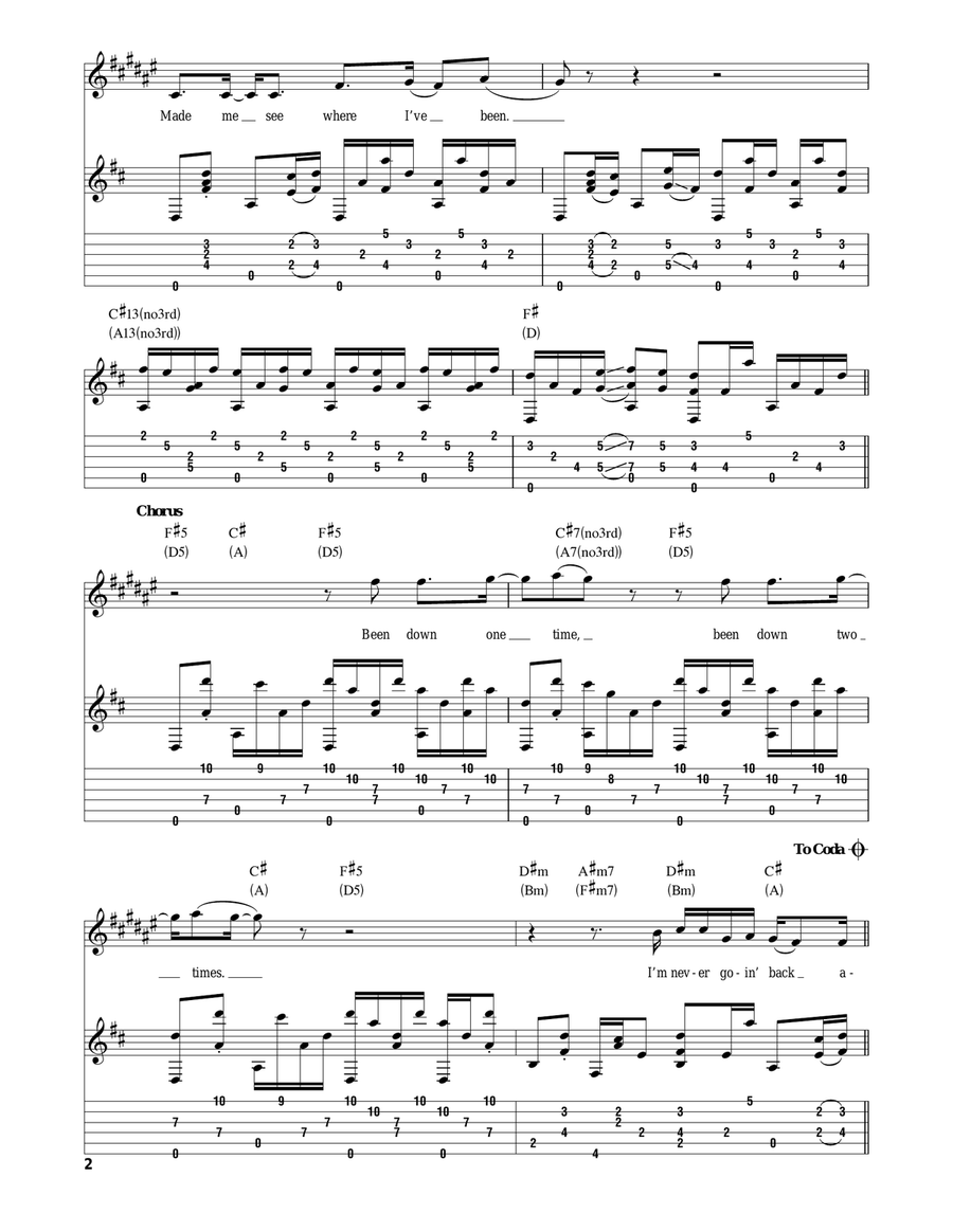 Never Going Back Again Acoustic Guitar scores gallery preview page 2
