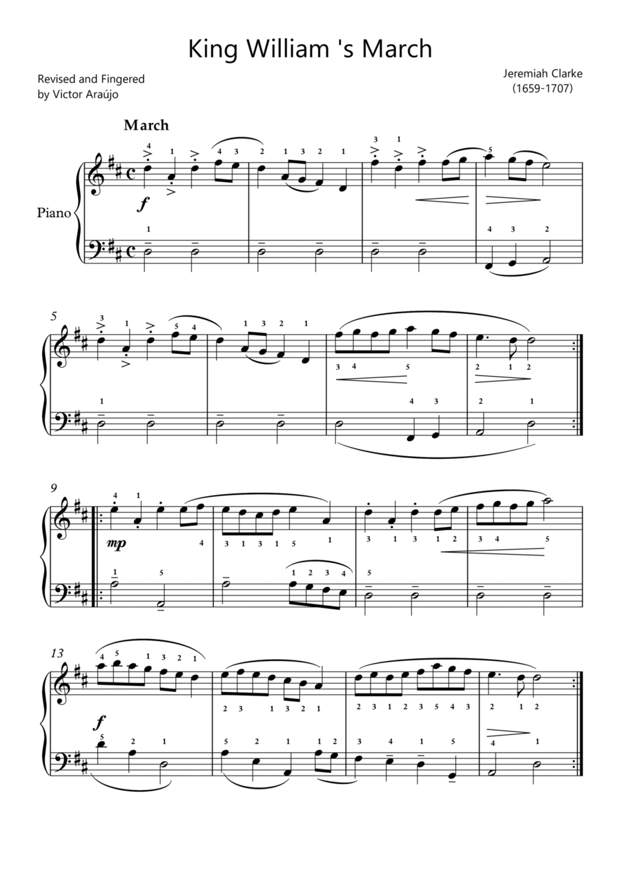King William's March - Easy Piano Sheet Music Easy Piano scores gallery preview page 1