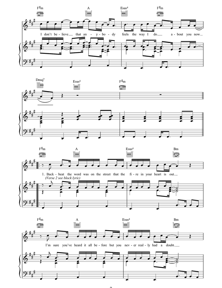 Wonderwall Piano, Vocal, Guitar scores gallery preview page 2