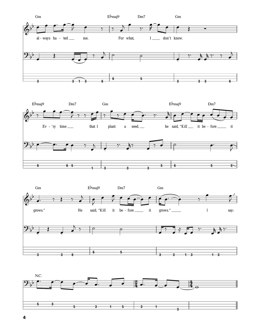 I Shot The Sheriff Bass Guitar Tablature scores gallery preview page 4