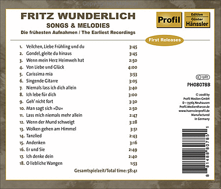 Fritz Wunderlich: Songs and Me