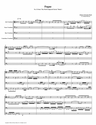 Fugue 13 from Well-Tempered Clavier, Book 1 (Trombone Quartet)