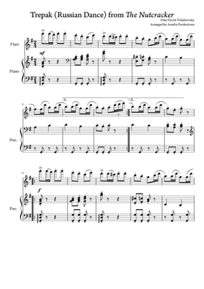 Trepak (Russian Dance) from The Nutcracker - Flute part and flute/piano score