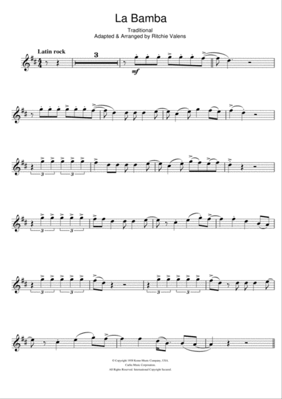 La Bamba La Bamba Clarinet Solo scores gallery preview page 1