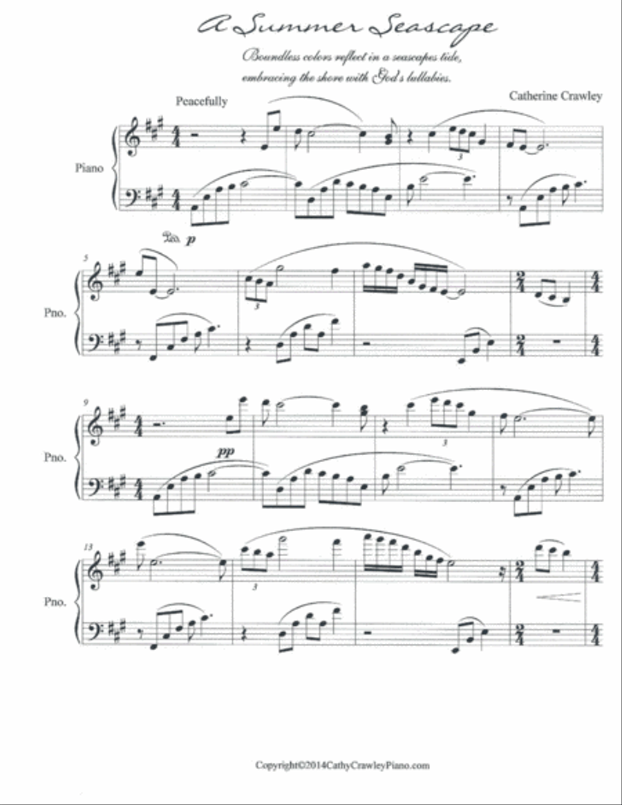 A Summer Seascape Piano Solo scores gallery preview page 1